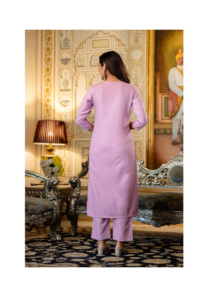 Malishka Export Embroidered Pink Kurta Pant Set for Women - Image 2